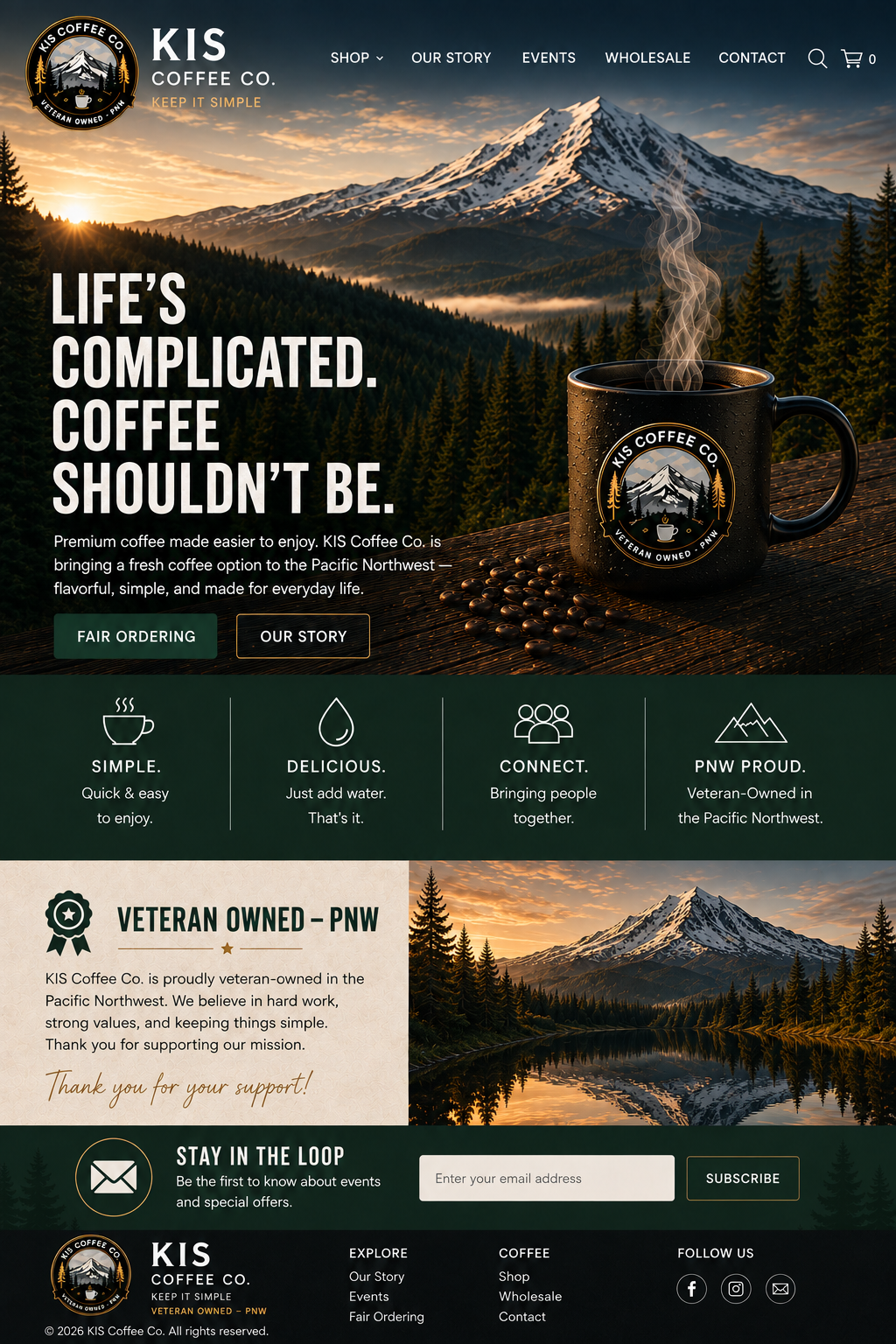 KIS Coffee Co. Pacific Northwest homepage